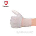 Hespax PUの指先でコーティングされたタッチスクリーンワークグローブ